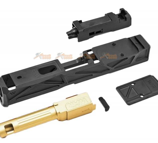 JDG WAR Afterburner RMR Slide Set for Tokyo Marui G19 Gen 3 GBB (Licensed by WAR) (Black Slide w/ Rose Gold Barrel)