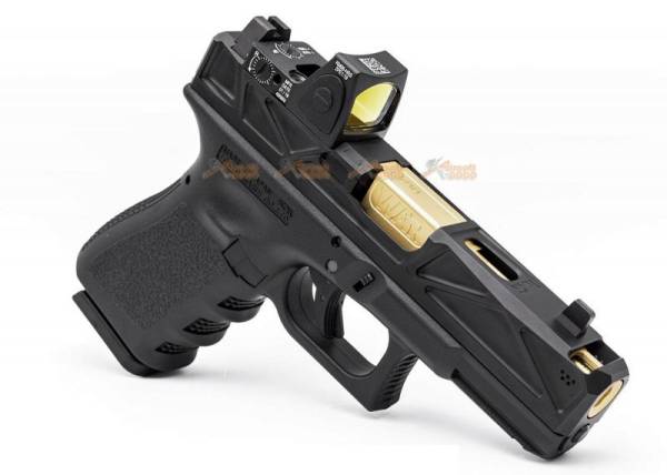 JDG WAR Afterburner RMR Slide Set for Tokyo Marui G19 Gen 3 GBB (Licensed by WAR) (Black Slide w/ Rose Gold Barrel) - Image 9