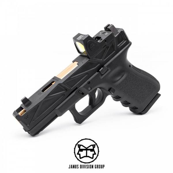 JDG WAR Afterburner RMR Slide Set for Tokyo Marui G19 Gen 3 GBB (Licensed by WAR) (Black Slide w/ Rose Gold Barrel) - Image 2