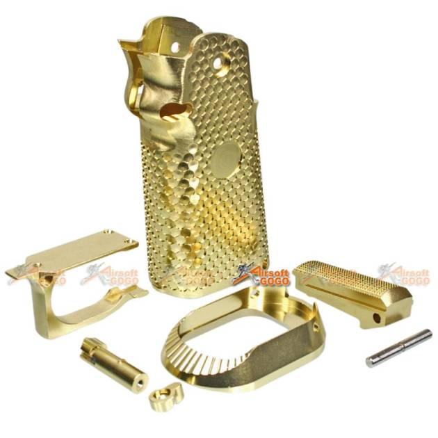 KF Airsoft CNC Aluminum Grip For Tokyo Marui Hi-Capa 5.1 Series GBB (Gold)
