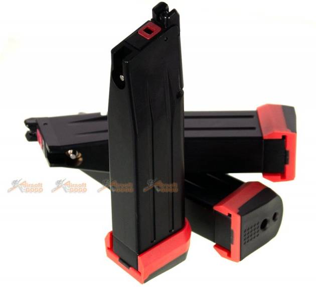 Armorer Works , PTS 30rds Magazine with PTS Shockplate for WE, Marui, AW, EMG Hi-Capa 5.1 Airsoft GBB (3pcs, Black)