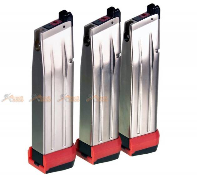 Armorer Works , PTS 30rds Magazine with PTS Shockplate for WE, Marui, AW, EMG Hi-Capa 5.1 Airsoft GBB (3pcs, Silver)