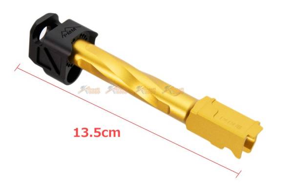 RGW 13.5cm PMM Compensator with Outer Barrel (Long Version) for VFC G17 Gen5 Airsoft GBB (Gold / Black) - Image 2
