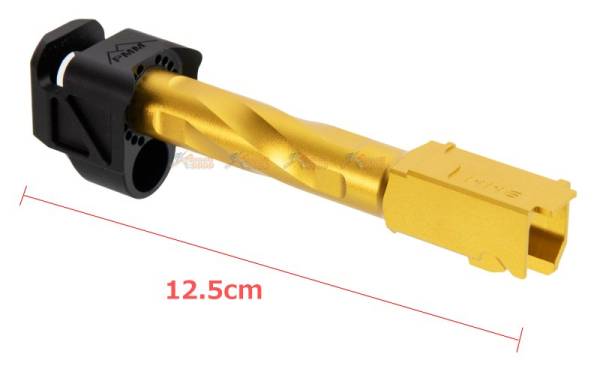 RGW 12.5cm PMM Compensator with Outer Barrel (Short Version) for VFC G19X & G45 Gen5 Airsoft GBB (Gold / Black) - Image 3