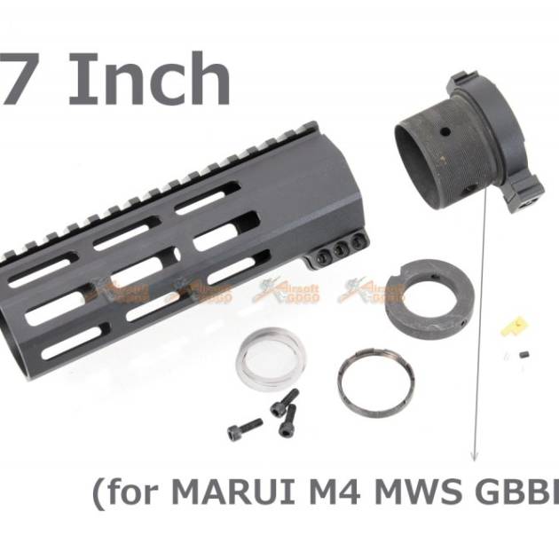 RGW 7 Inch QD Takedown System M-LOK Rail Handguard with Connector Base for Marui M4 MWS GBBR ( BK )
