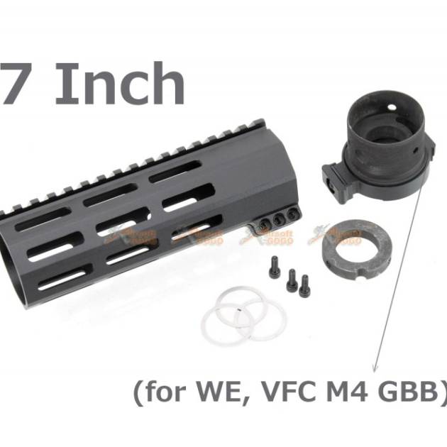 RGW 7 Inch QD Takedown System M-LOK Rail Handguard with Connector Base for VFC / WE M4 GBB ( BK )
