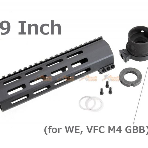 RGW 9 Inch QD Takedown System M-LOK Rail Handguard with Connector Base for VFC / WE M4 GBB ( BK )