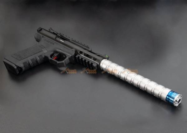 RGW Erector Dummy Silencer 14mm CCW  for Airsoft AAP01 / WE Galaxy / KC-02 ( Silver) - Image 2