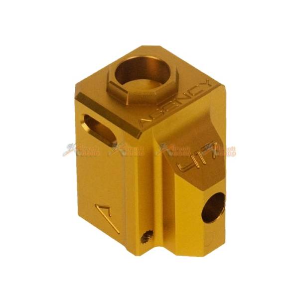 Agency Arms Glock 417 14mm CCW Aluminum Compensator for Marui / VFC /  WE-Tech G17 / G18C Airsoft GBB Series (Gold) - Image 2