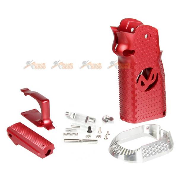 Airsoft Surgeon RWA Infinity CNC Aluminum Aggressive Mobius Grip Set for Marui Hi-Capa Series (Crimson Red) - Image 2