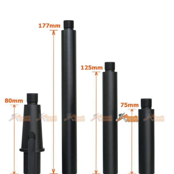 Tokyo Arms Multi-Length CNC Metal Outer Barrel for Marui M4/M16 AEG (CCW, Black) - Image 2