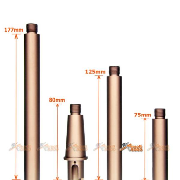 Tokyo Arms Multi-Length CNC Metal Outer Barrel for Marui M4/M16 AEG (CCW, Sand) - Image 2