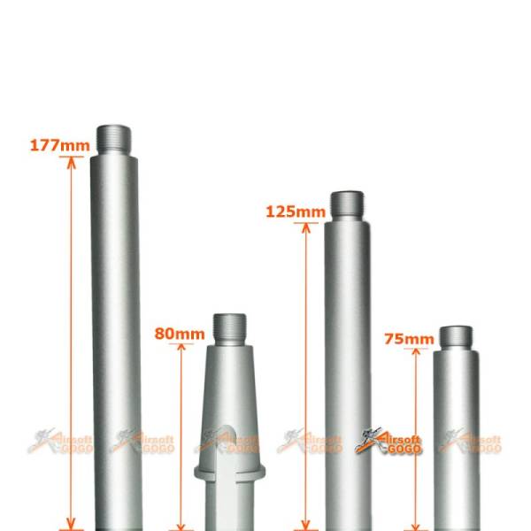 Tokyo Arms Multi-Length CNC Metal Outer Barrel for Marui M4/M16 AEG (CCW, Silver) - Image 2