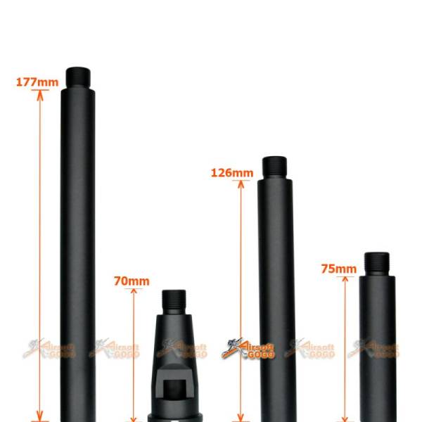 Tokyo Arms Multi-Length CNC Metal Outer Barrel for WA M4/M16 GBB (CCW, Black) - Image 2