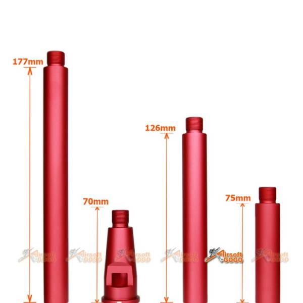 Tokyo Arms Multi-Length CNC Metal Outer Barrel for WA M4/M16 GBB (CCW, Red) - Image 2