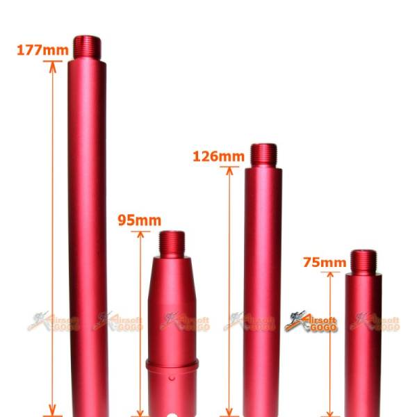 Tokyo Arms Multi-Length CNC Metal Outer Barrel for Systema M4 PTW AEG (CCW, Red) - Image 2