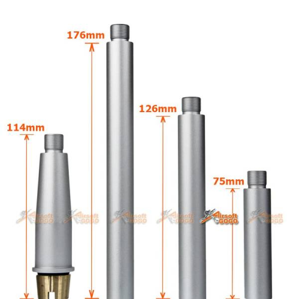Tokyo Arms Multi-Length CNC Metal Outer Barrel for Marui M4 MWS GBB (CCW, Silver) - Image 2