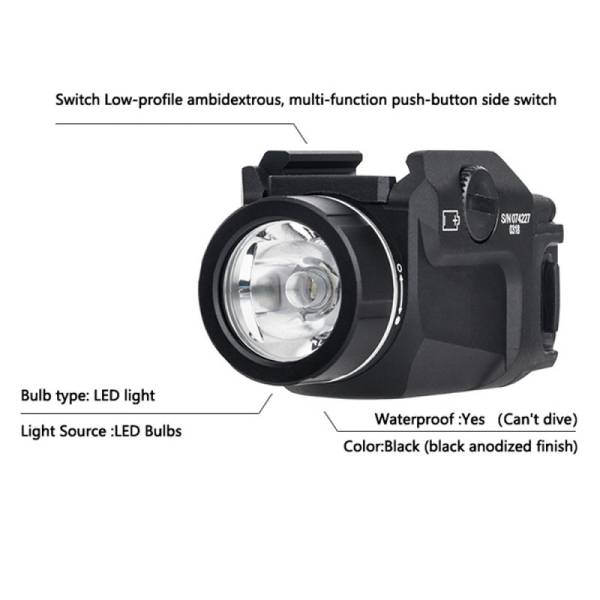 Tactical Weapon Light TLR-7 LED flashlight and Mighty Lumen with UNIV-1/UNIV-2/1913-1/1913-2/1913-3/1913-4 rail (Black) - Image 7