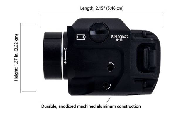 Tactical Weapon Light TLR-8 flashlight with Red Laser and Mighty Lumen with UNIV-1/UNIV-2/1913-1/1913-2/1913-3/1913-4 rail (BK) - Image 6