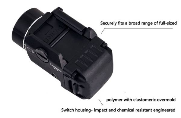Tactical Weapon Light TLR-8 flashlight with Red Laser and Mighty Lumen with UNIV-1/UNIV-2/1913-1/1913-2/1913-3/1913-4 rail (BK) - Image 7