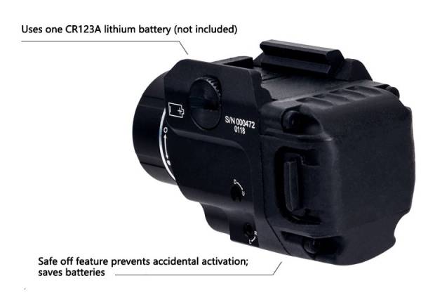 Tactical Weapon Light TLR-8 flashlight with Red Laser and Mighty Lumen with UNIV-1/UNIV-2/1913-1/1913-2/1913-3/1913-4 rail (BK) - Image 5