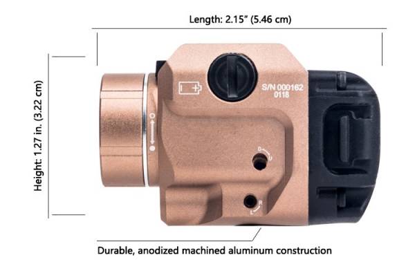 Tactical Weapon Light TLR-8 flashlight with Red Laser and Mighty Lumen with UNIV-1/UNIV-2/1913-1/1913-2/1913-3/1913-4 rail (DE) - Image 4