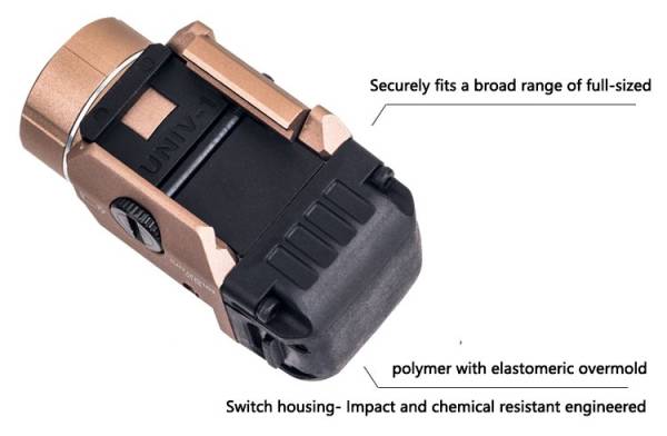 Tactical Weapon Light TLR-8 flashlight with Red Laser and Mighty Lumen with UNIV-1/UNIV-2/1913-1/1913-2/1913-3/1913-4 rail (DE) - Image 2