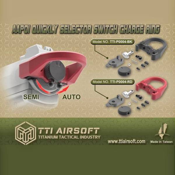 TTI Airsoft Selector Switch Charging Ring for AAP-01 GBB - Black - Image 2