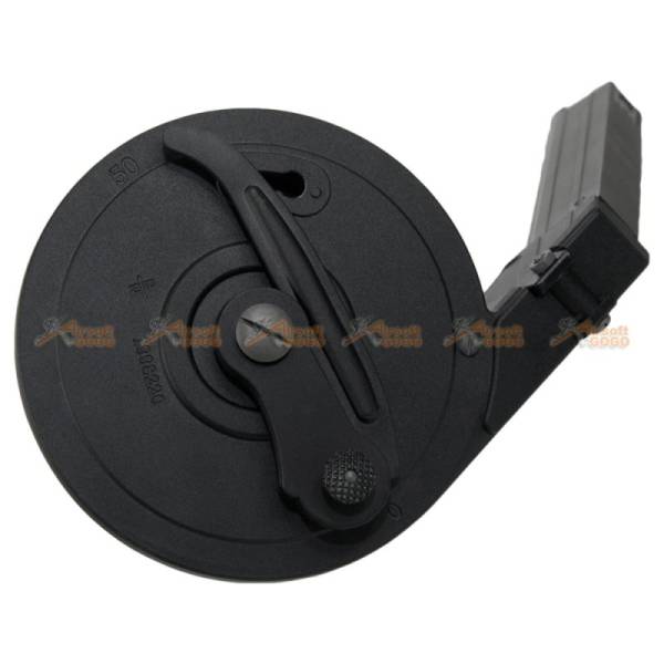 50rds Drum Magazine for Airsoft WE P08 GBB Series (Black) - Image 2