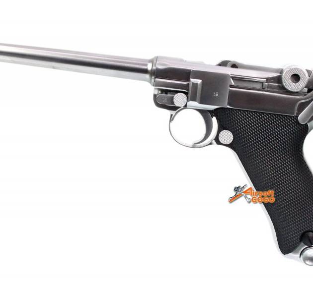 WE P08 6inch SILVER (MEDIUM) Full Metal GBB Pistol