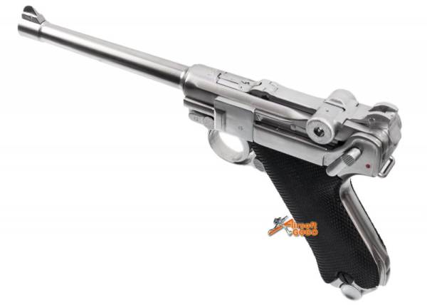 WE P08 6inch SILVER (MEDIUM) Full Metal GBB Pistol - Image 2
