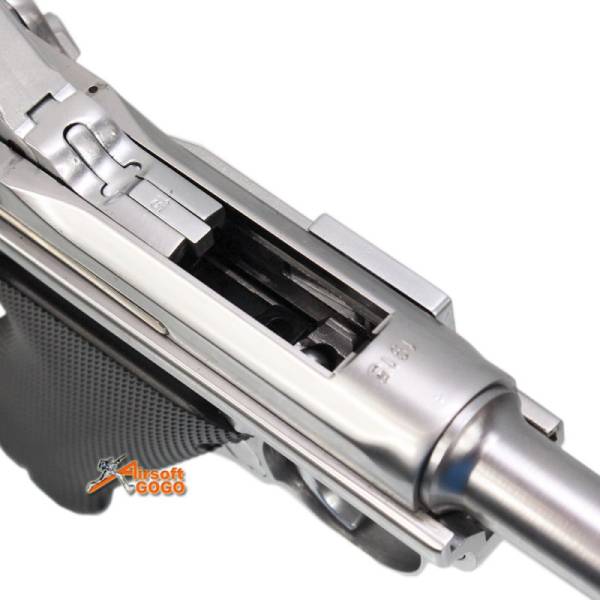 WE P08 6inch SILVER (MEDIUM) Full Metal GBB Pistol - Image 3