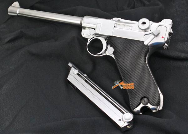 WE P08 6inch SILVER (MEDIUM) Full Metal GBB Pistol - Image 11