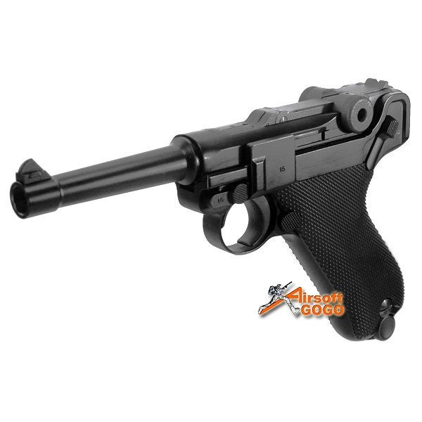 WE P08 4inch (SHORT) Full Metal Pressure AUTO Blowback GBB Pistol - Black