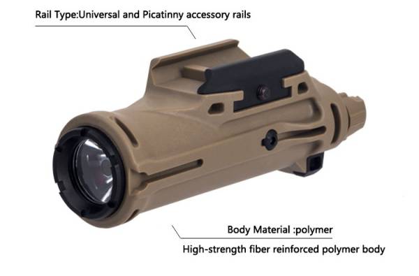 Tactical XH15 Polymer LED Weapon Light (DE) - Image 4