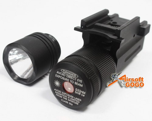 Quick Release Green Laser + Flashlight for 20mm Rail