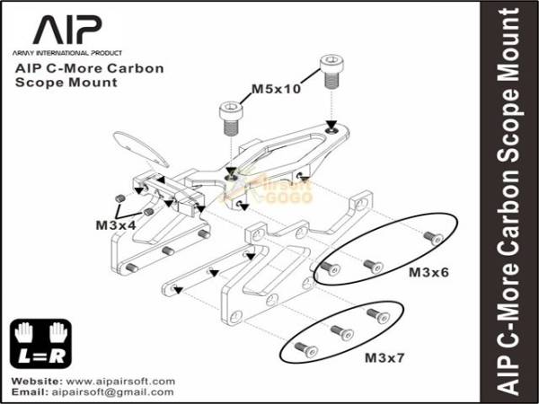 AIP C-more Carbon Scope Mount For Hi-capa Series - Silver - Image 4