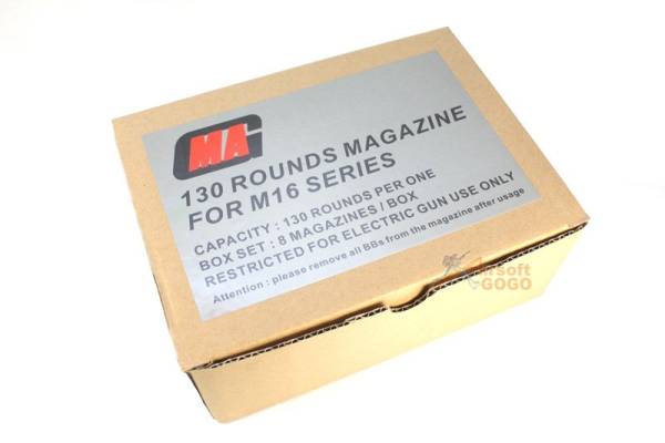 MAG 130rd Magazine for M4/M16 AEG (Black, 8pcs) - Image 2