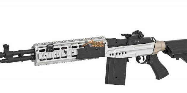 CYMA Full Metal M14 EBR CQB w/ V-R Clubfoot Stock AEG -2-Tone