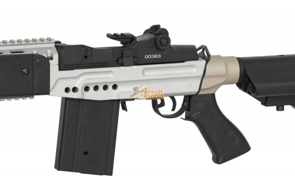 CYMA Full Metal M14 EBR CQB w/ V-R Clubfoot Stock AEG -2-Tone - Image 4