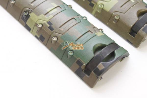 20mm RIS Sectional Armor Rail Cover Panel 4pcs Set (Woodland) - Image 2