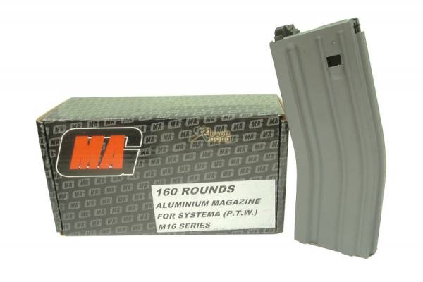 MAG 160rd Aluminium Magazine for Systema PTW M4 (BK, 4pcs)