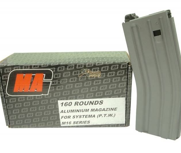 MAG 160rd Aluminium Magazine for Systema PTW M4 (BK, 4pcs)