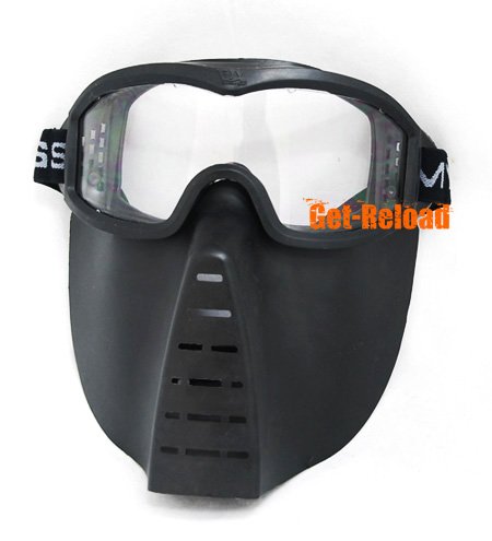 Airsoft Full Face Clear Mask (Black)