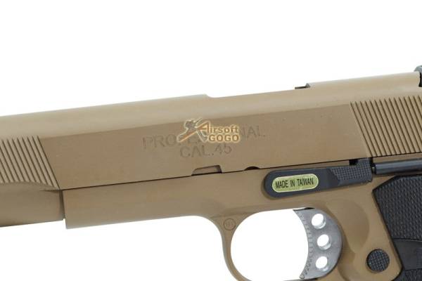 WE Full metal GBB caliber .45 M.E.U. pistol w/ SOC marking(TAN) - Image 9