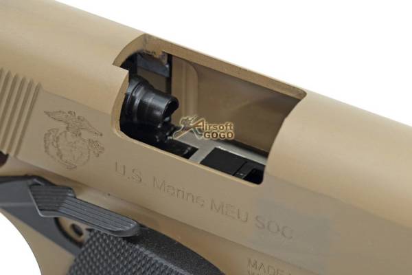 WE Full metal GBB caliber .45 M.E.U. pistol w/ SOC marking(TAN) - Image 6