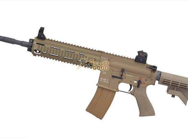 WE Gas Blowback Open-bolt system HK416 Airsoft w/ marking (Tan)