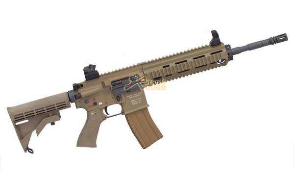 WE Gas Blowback Open-bolt system HK416 Airsoft w/ marking (Tan) - Image 7