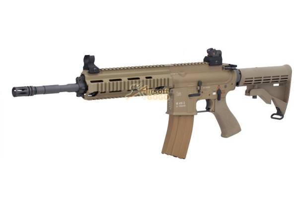WE Gas Blowback Open-bolt system HK416 Airsoft w/ marking (Tan) - Image 2