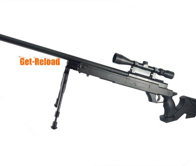 WELL L96 Sniper Stock Spring Rifle w/ Bipod & Scope (MB04D BK)